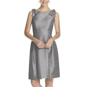 Alfred Sung D626 Sleeveless Cocktail Dress in silver plus size 14